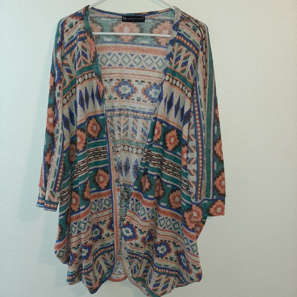 FTF Fit to Fashion Southwest Aztec Cardigan Sz 1